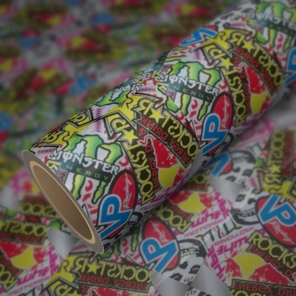 Rol Hellaflush RockStar op een vel van dezelfde folie