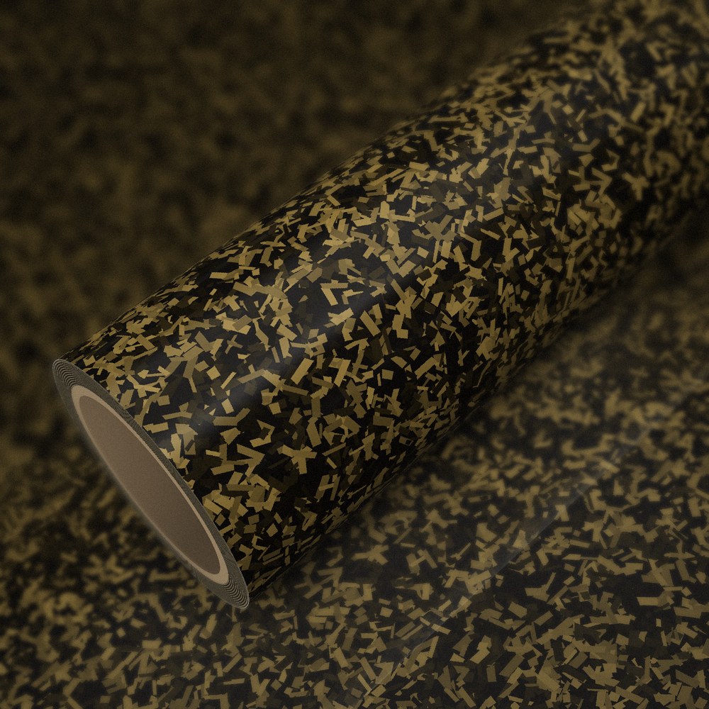Rol forged carbon goud glans op een vel van dezelfde folie