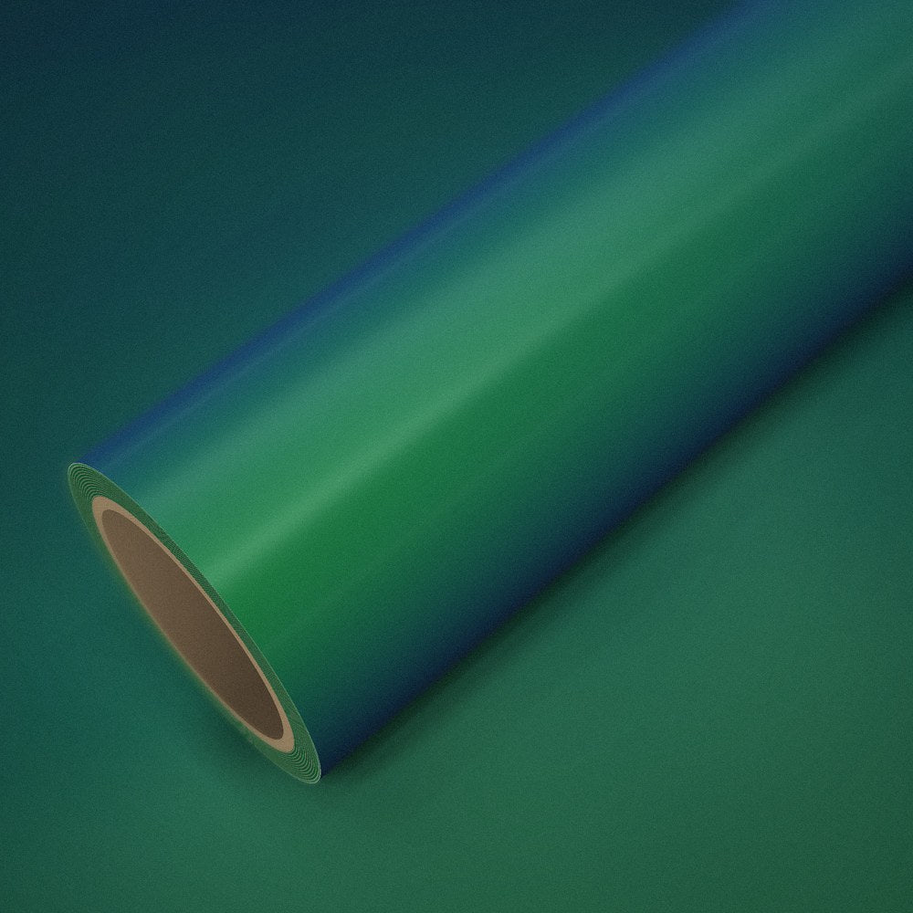 Rol magic groen (color flip) op een vel van dezelfde folie