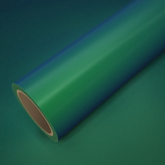 Rol magic groen (color flip) op een vel van dezelfde folie