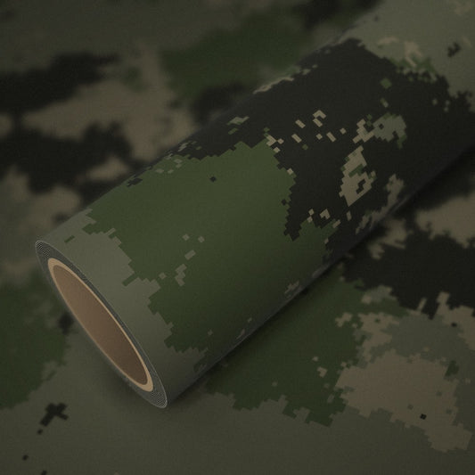 Rol camouflage pixel op een vel van dezelfde folie